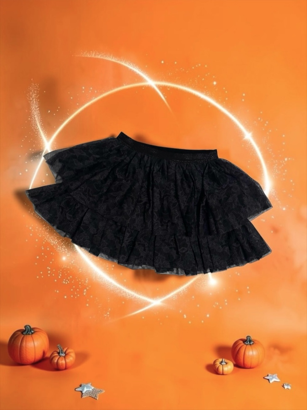 NWT Way to Celebrate Black Spiderweb Lace Halloween Tutu Skirt Girls (M 8)